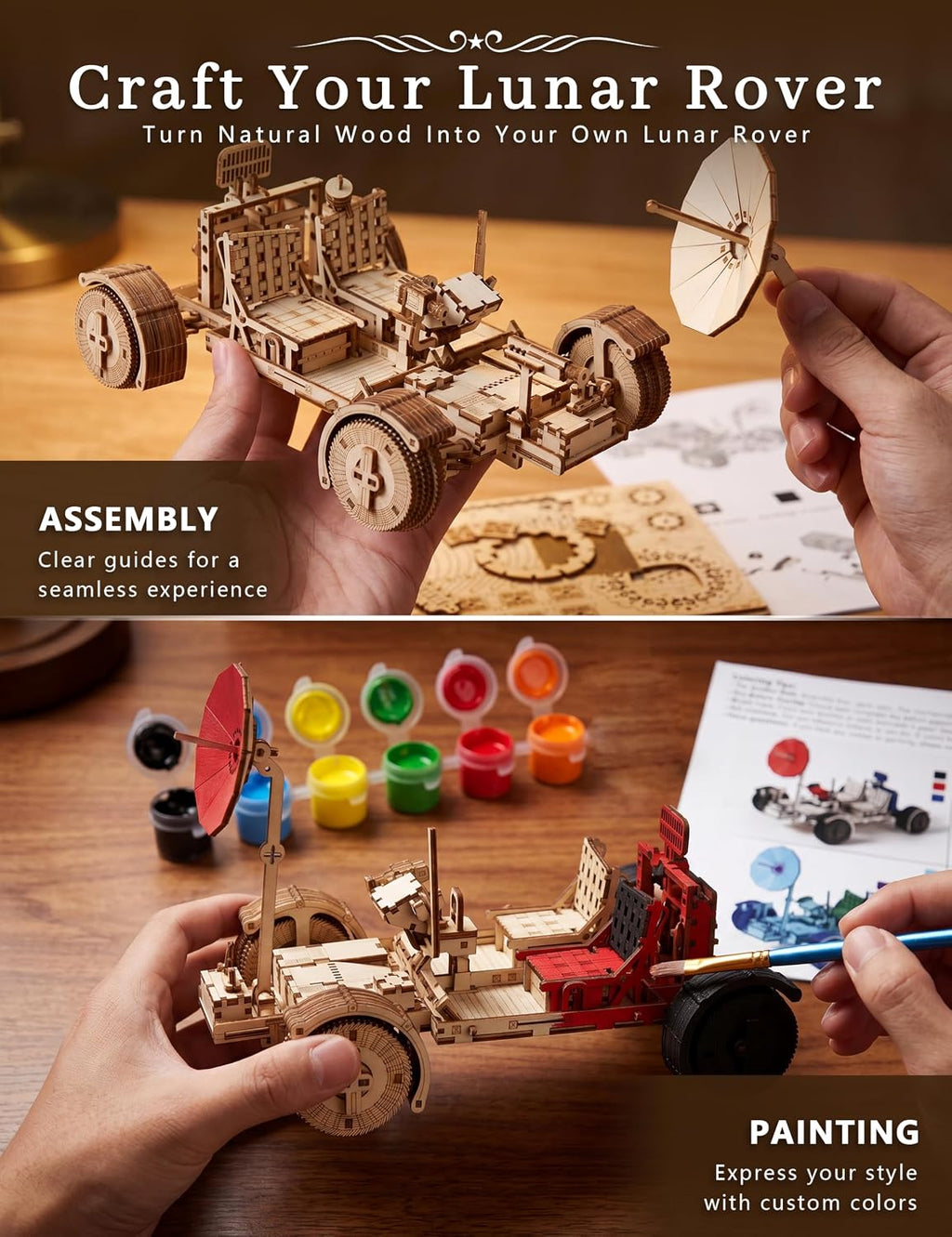 Rompecabezas de madera 3D para adultos Lunar Rover