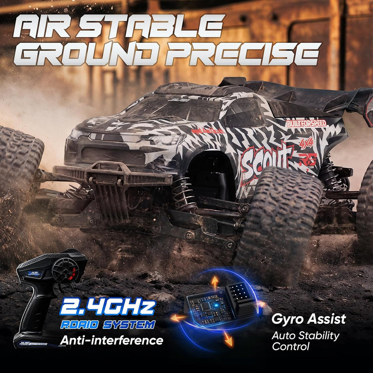 Coche RC sin escobillas 1/10 para adultos, 4WD, máximo 50+ mph