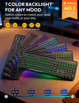 Teclado y mouse inalámbricos, máquina de escribir retroiluminada co...