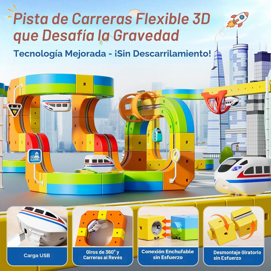 Juego de tren eléctrico, Cubo de pista 3D - Kit de bloques de riel DIY