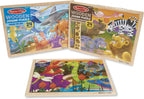 Melissa & Doug Juego de rompecabezas de 3 rompecabezas: dinosaurios, océano y safari