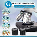 AmScope B120C Siedentopf microscopio binocular compuesto, aumento de 40X-2000X, iluminación LED, condensador Abbe, plataforma mecánica de doble capa.
