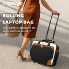 Arcoyard - Bolsa con ruedas para laptop, maletín con ruedas para mujer, con bolsillo impermeable, bolsa para computadora de 17 pulgadas, equipaje de mano debajo del asiento con ruedas para trabajo
