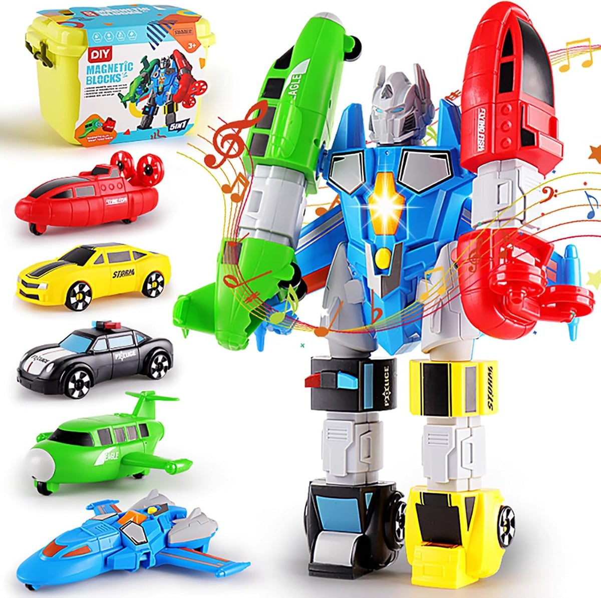 Vehículo magnético transformado robot juguete construir coche mezcla partido niño