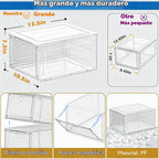 Organizador de Zapatos Transparente y Resistente con Puerta Magnética, Caja de Almacenamiento para Zapatos Apilable