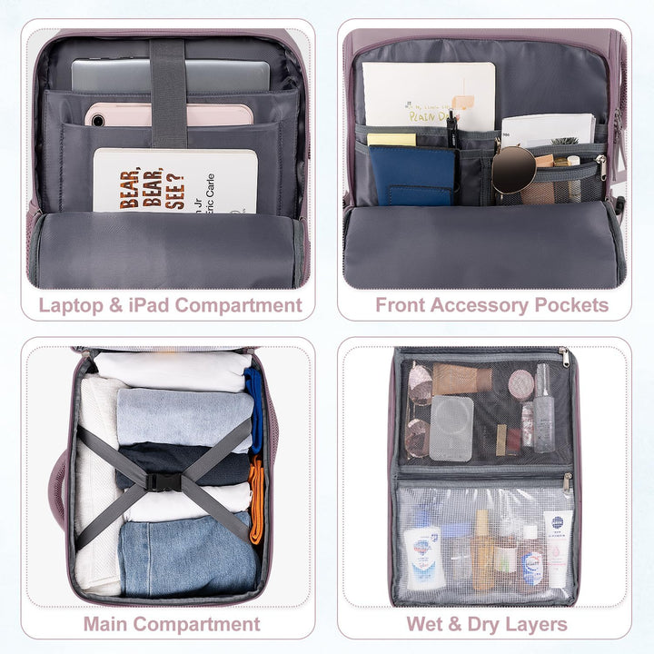 Mochila de Viaje Sinaliy, Púrpura, Grande, Viajes