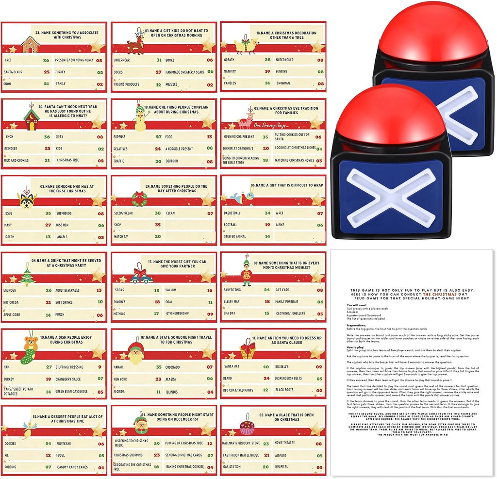 Syhood Juego de cartas navideño con 2 zumbadores de respuesta