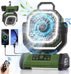 Honesorn - Ventilador alimentado por batería de 20000 mAh con luz L...