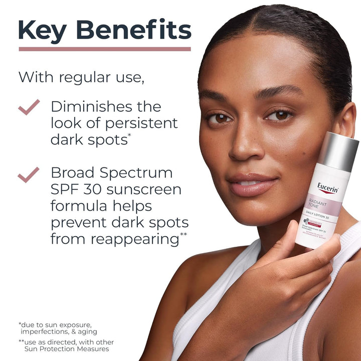 Eucerin Radiant Tone - Loción facial diaria con SPF 30, corrector d...