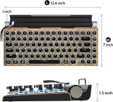 Teclado de máquina de escribir retro, teclado mecánico inalámbrico...