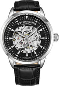 Stuhrling Original Reloj de vestir automático para hombre con correa de cuero en relieve de cocodrilo con esfera de esqueleto