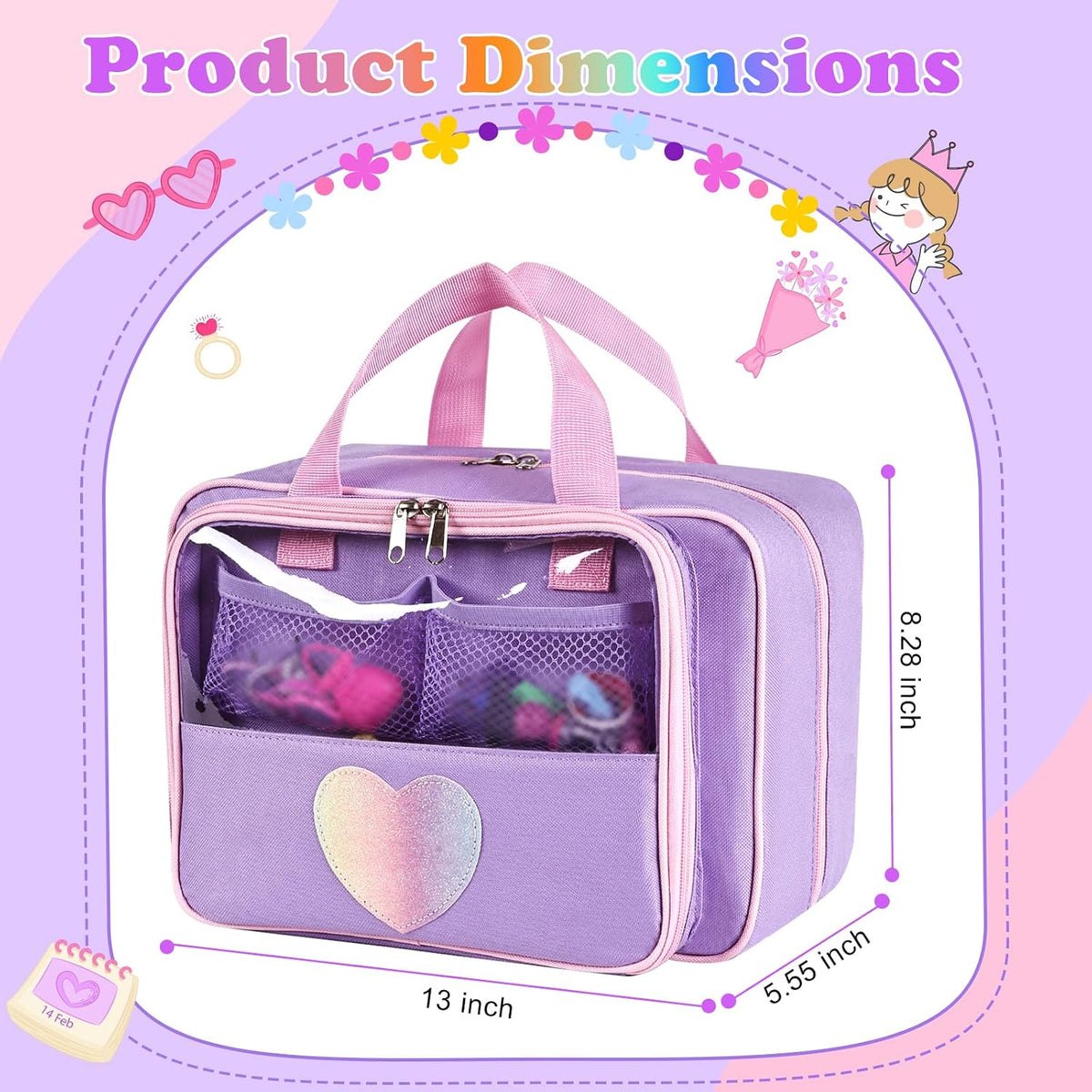 Funda de transporte compatible con muñecas Barbie de 12 pulgadas/6 pulgadas, organizador todo en uno con capacidad para 6-12 muñecas y accesorios, funda de viaje grande para muñecas con asa, solo bolsa (morado)