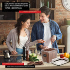 DWËLLZA KITCHEN Juego de 4 recipientes de almacenamiento de harina y azúcar, recipientes herméticos de plástico de 3.6 L con tapas para organización y almacenamiento de despensa de cocina