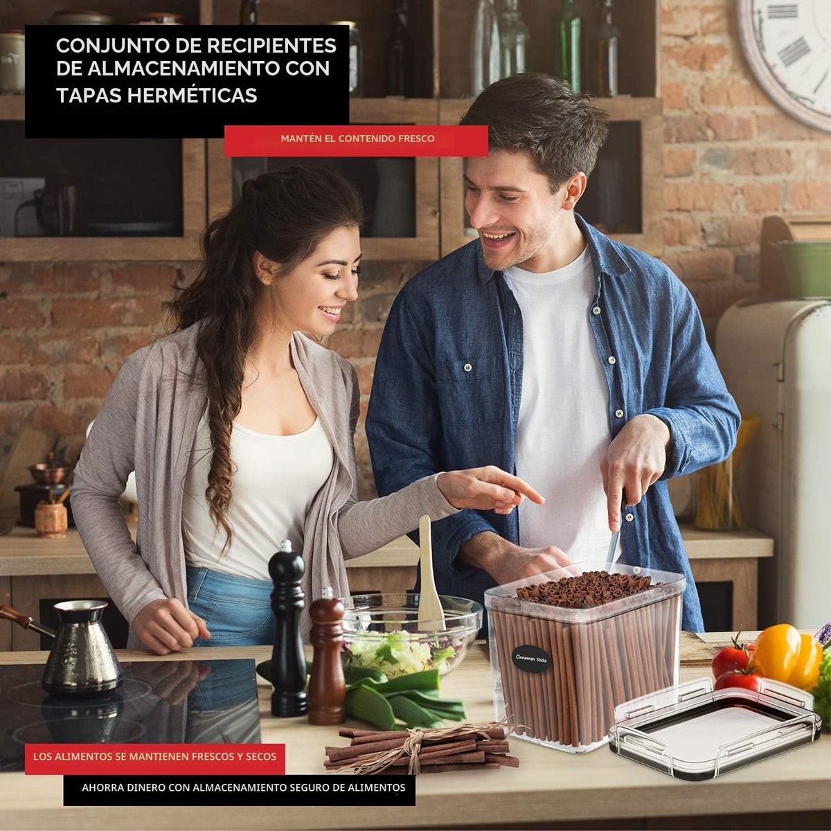DWËLLZA KITCHEN Juego de 4 recipientes de almacenamiento de harina y azúcar, recipientes herméticos de plástico de 3.6 L con tapas para organización y almacenamiento de despensa de cocina