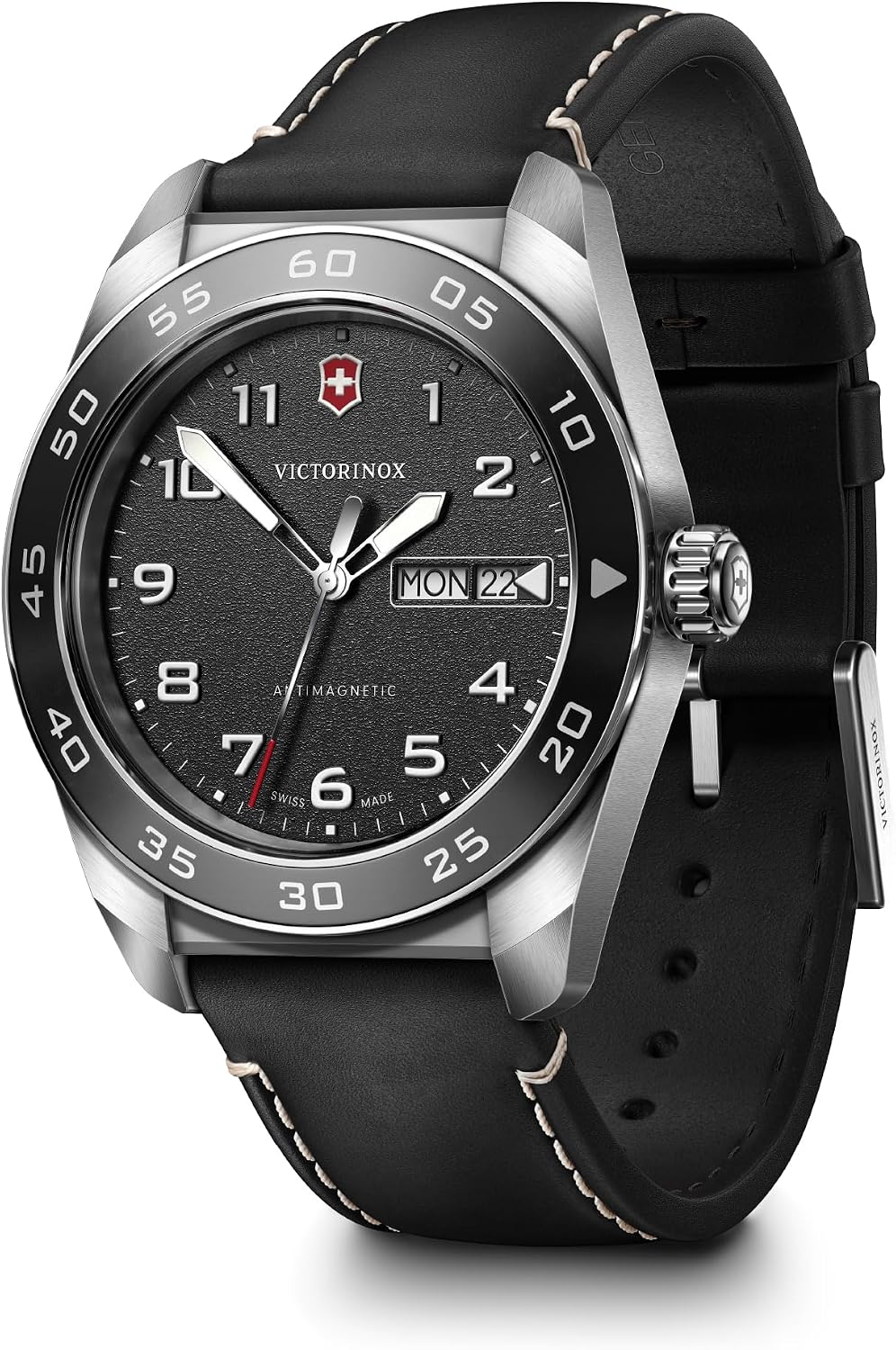 Reloj de pulsera analógico de cuarzo para hombre Victorinox Swiss Army Caja de acero inoxidable Correa de cuero reemplazable
