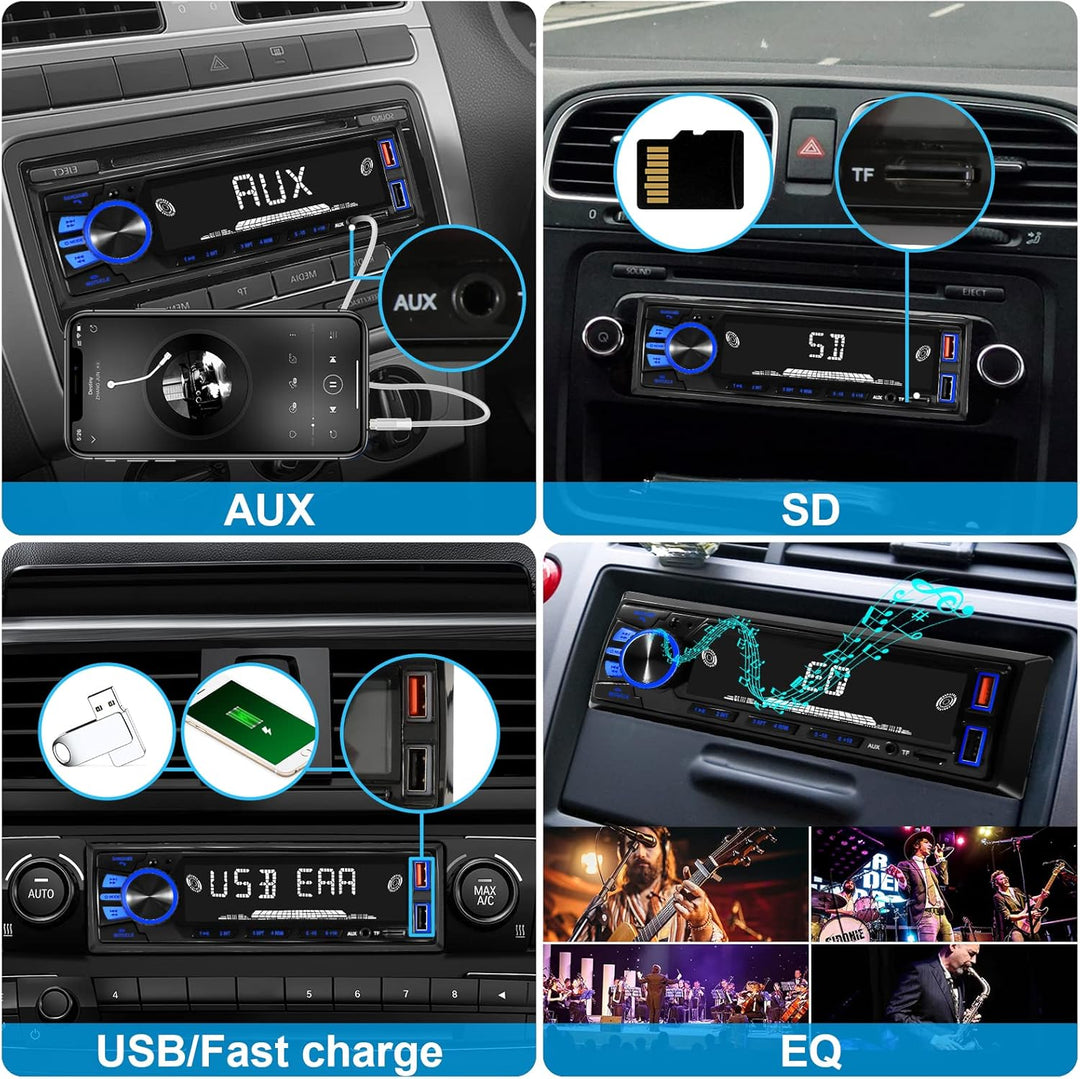 Radio de coche Bluetooth Single DIN Audio estéreo para