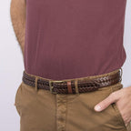 DOCKERS Cinturón de cuero trenzado para hombre, correa casual total...