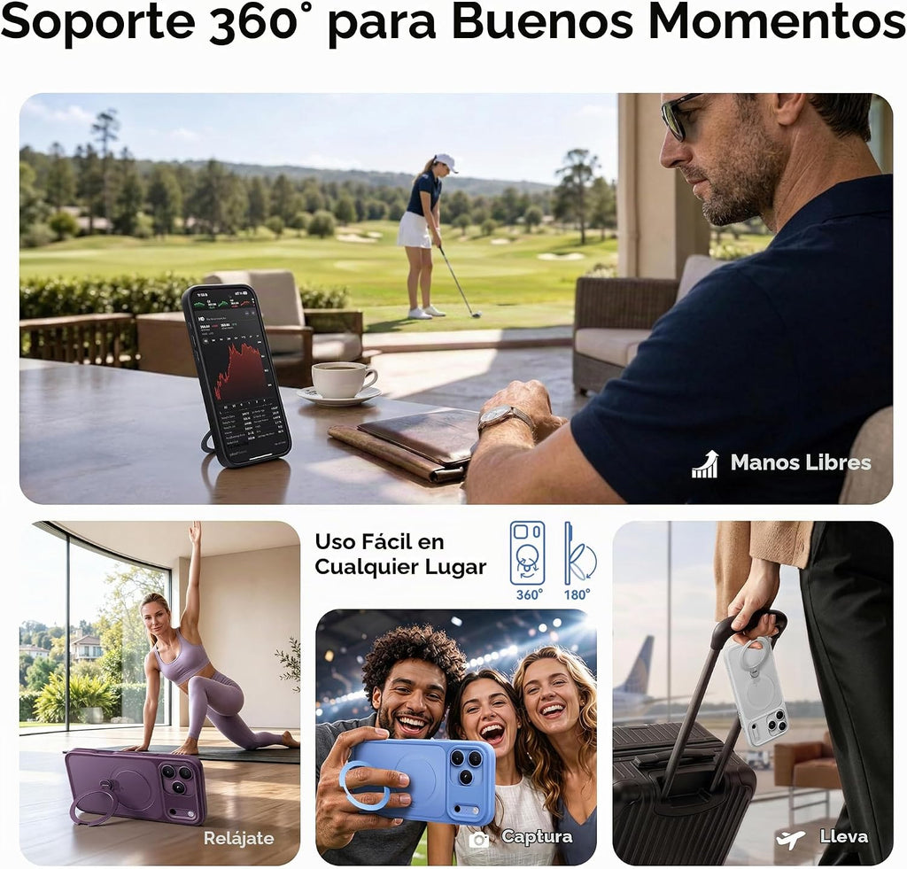 CASEKOO Glacier Blue - Funda para teléfono 18 Pro Max con soporte magnético