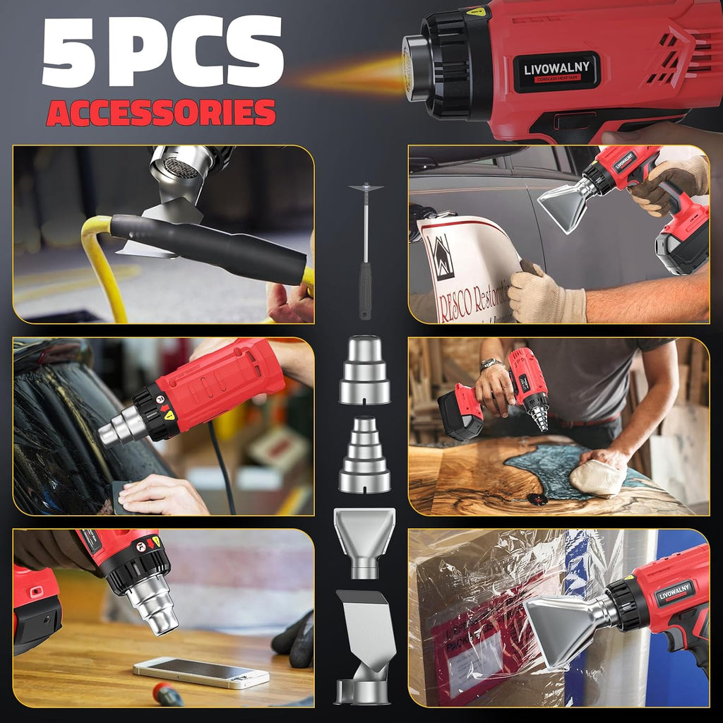 Pistola de calor compatible con batería Milwaukee de 18 V (solo herramienta