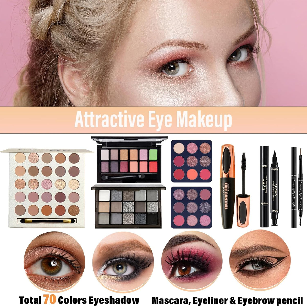 Set de maquillaje para mujeres, juego de maquillaje de viaje para a...