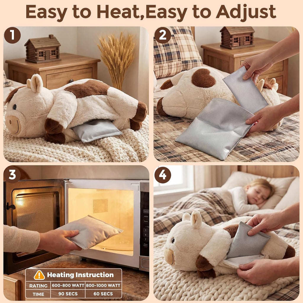 Mewaii - Animales de peluche ponderados con almohada calefactable microondable - 5 libras, Blanco