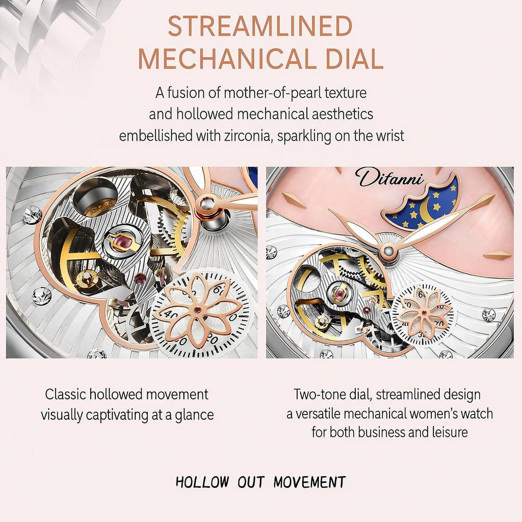 Vetra Relojes automáticos para mujer, reloj de pulsera de lujo con esfera