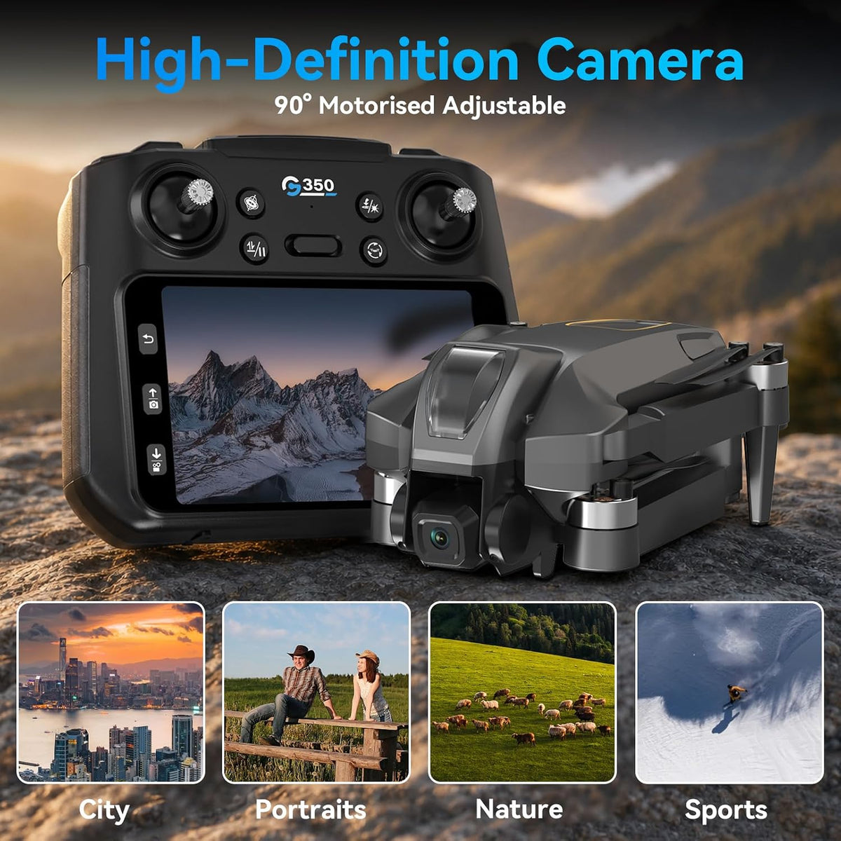 Drones con cámara 1080P para adultos, Drone RC con control remoto de