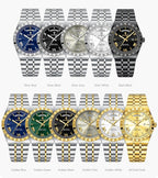 Poedagar Reloj de negocios para hombre, clásico de la semana, fecha, impermeable, luminoso, reloj de pulsera para hombre, acero inoxidable, moda de cuarzo, relojes masculinos