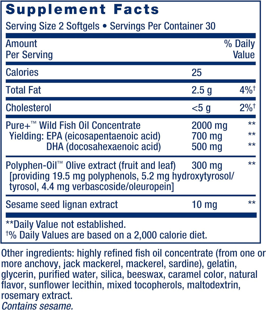 Life Extension Aceite de pescado Super Omega-3 EPA\/DHA, lignanos d...