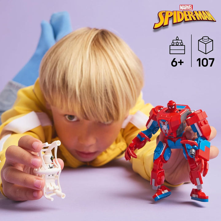 Paquete de juegos de construcción LEGO Marvel Spider-Man Mech vs. A...