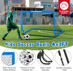 Portería de fútbol, portería de fútbol para niños en el patio trasero, 2 unidades, redes de fútbol portátiles de 4 x 3/6 x 4 pies con objetivo, pelota y conos, equipo de entrenamiento de