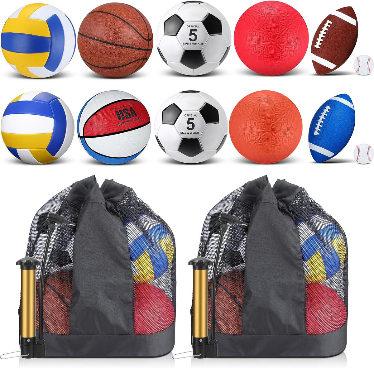 Deekin Juego de 12 pelotas deportivas surtidas para jóvenes y adultos