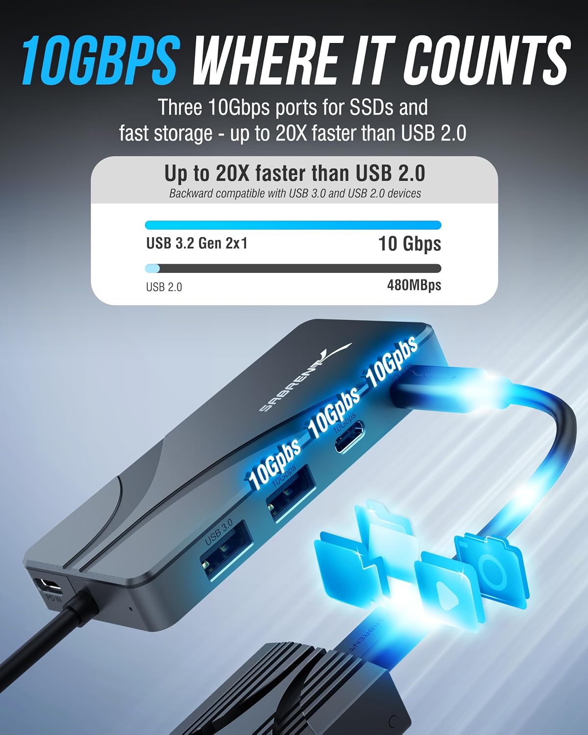 SABRENT, HB-TG7S, hub USB 3.0