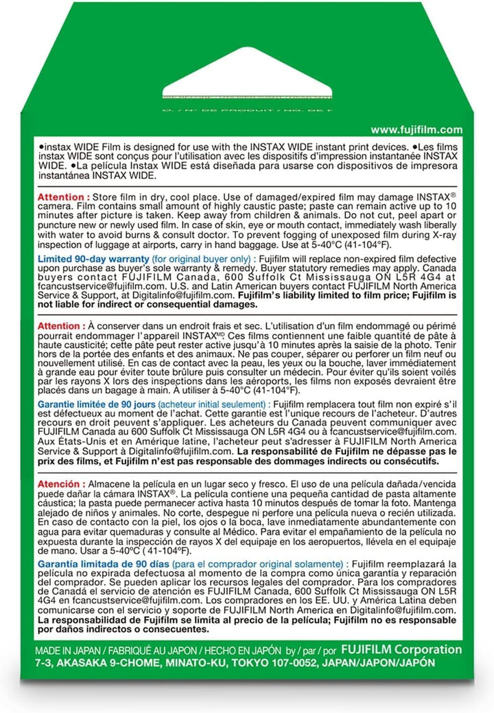 Fujifilm Instax Wide Instant Film Twin Pack con paño de microfibra...