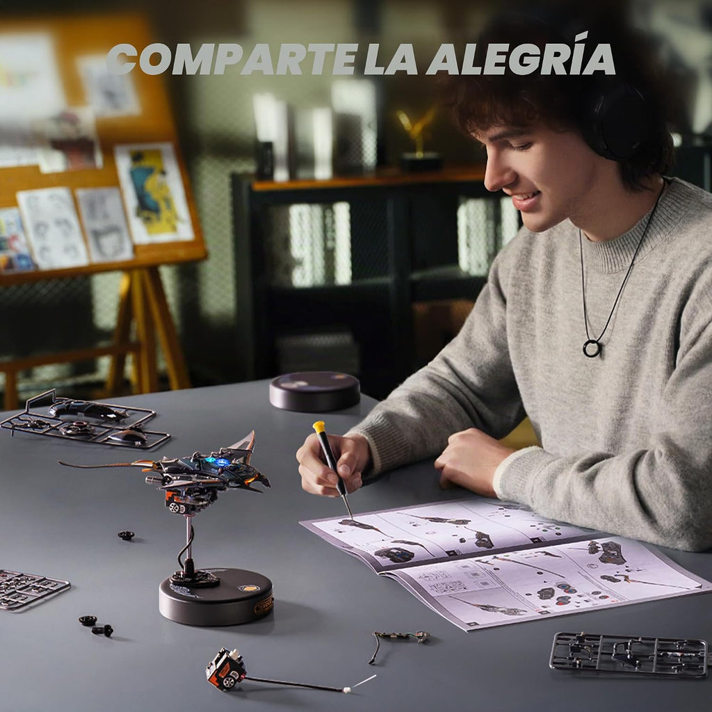 ROKR 3D metal Puzzles para Adults, Manta Ray Mechanical, 3D metal Model Kits para Adults a Build, Unique Electric Mechanical Toy