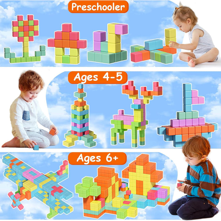 Bloques magnéticos, cubos de construcción magnéticos para niños peq...