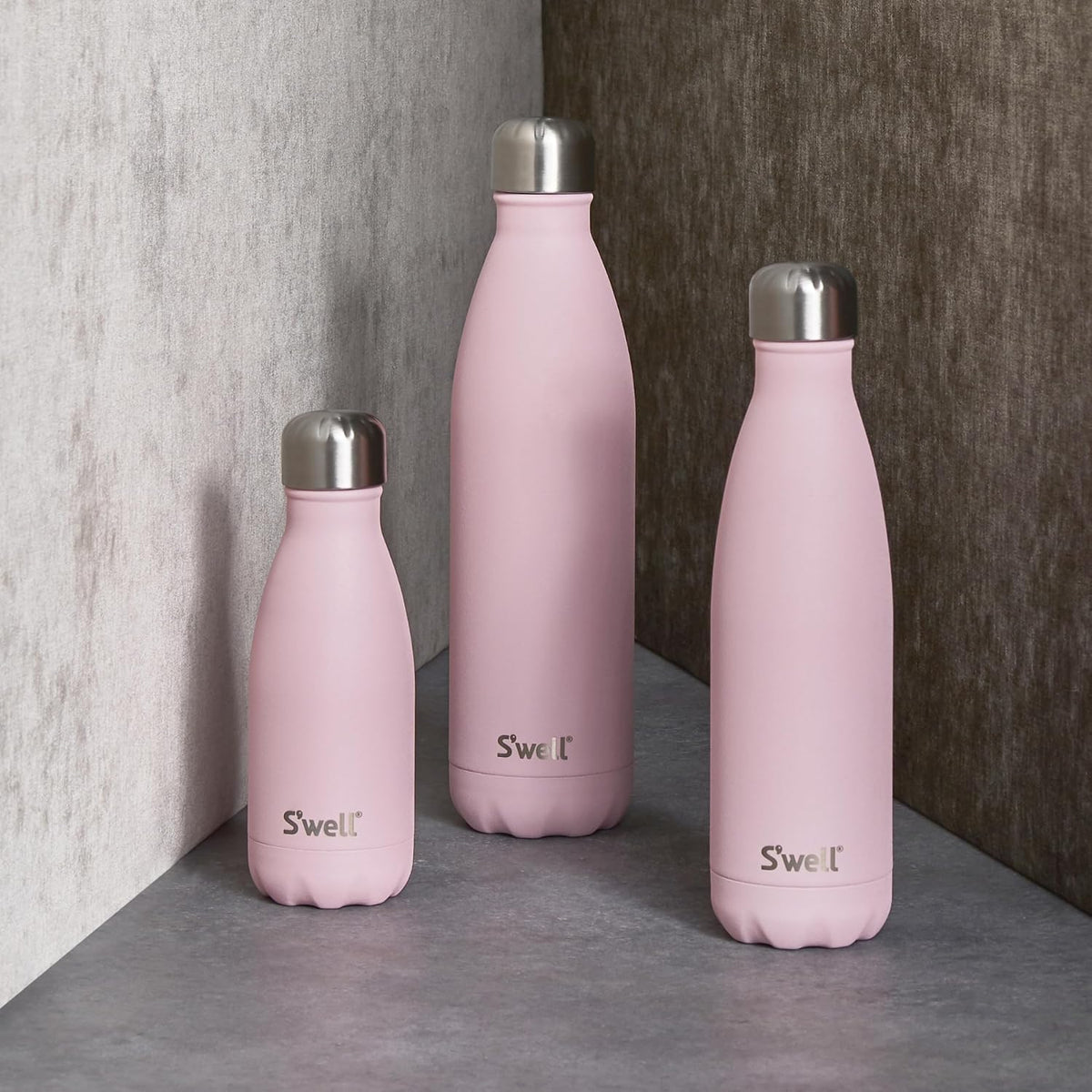 S'well Botella de agua de acero inoxidable, 9 onzas, topacio rosa, recipientes aislados al vacío de triple capa que mantiene las bebidas frías durante 24 horas y calientes durante 12, sin BPA