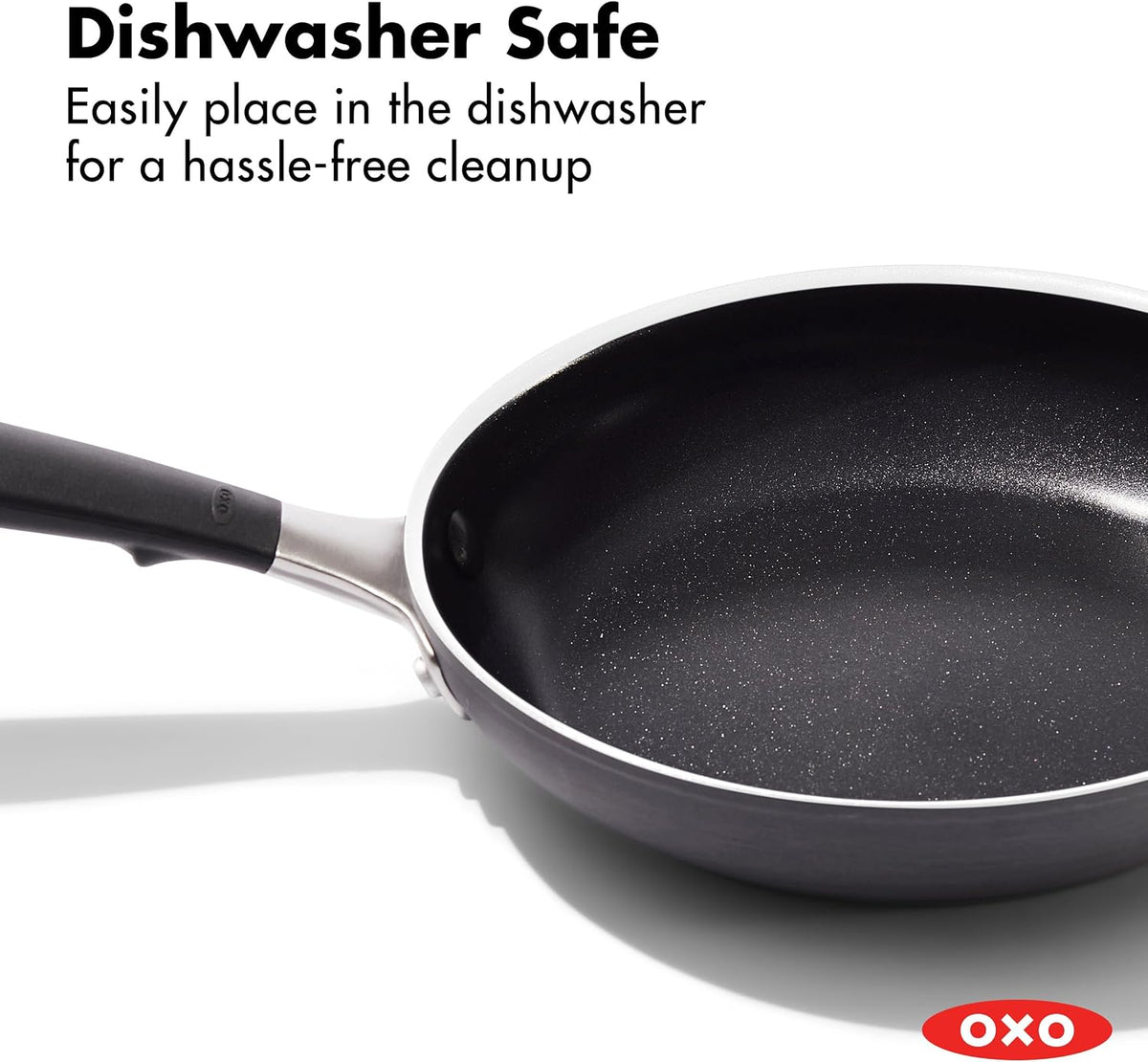 OXO Sartén antiadherente de 8 pulgadas, mango de silicona sin BPA, apto para lavavajillas y horno, sartén de cerámica sin PFAS, color negro