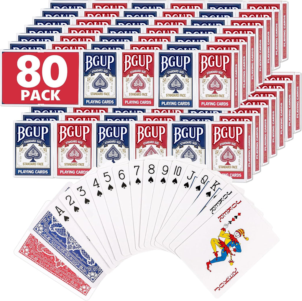 Juego de cartas, 80 barajas de cartas a granel de tamaño estándar, perfectas para juegos de cartas clásicos, juegos de fiesta, blackjack, juegos de cartas para familias y actuaciones mágicas