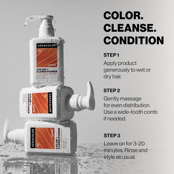 Keracolor Color + Clenditioner 3-in-1 Color-Depositing Conditioner,...