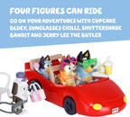 Bluey Escape Coche de juguete convertible, 4 figuras y 9 accesorios
