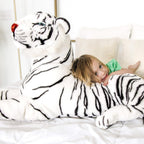Tigre de peluche Melissa & Doug gigante (más de 5 pies de largo), tigre siberiano blanco, realista