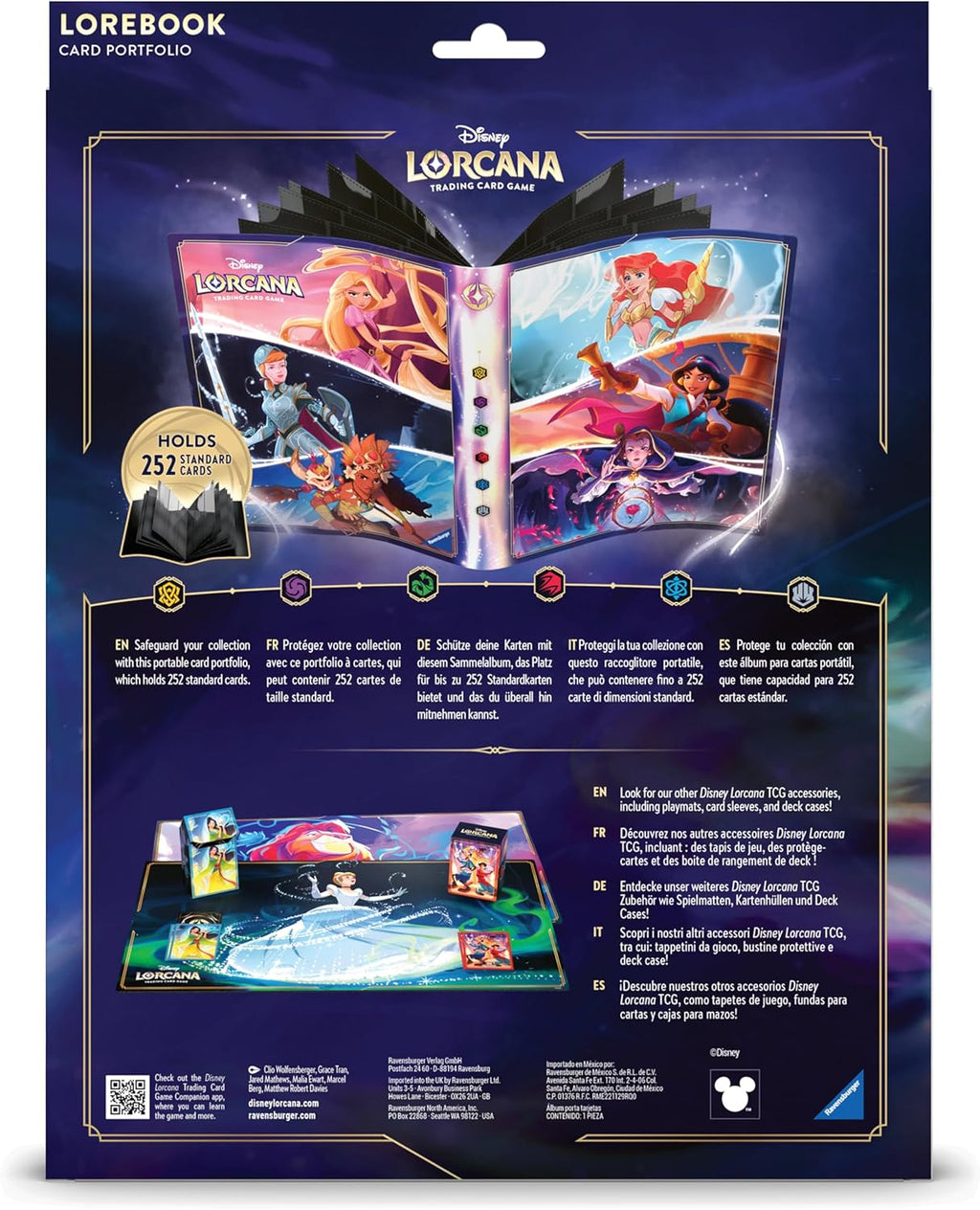 Ravensburger Disney Lorcana - Cartera de tarjetas de princesa TCG | Capacidad para hasta 252 tarjetas | Almacenamiento premium | Protección elegante | Ideal para coleccionistas y jugadores | A partir de 8 años