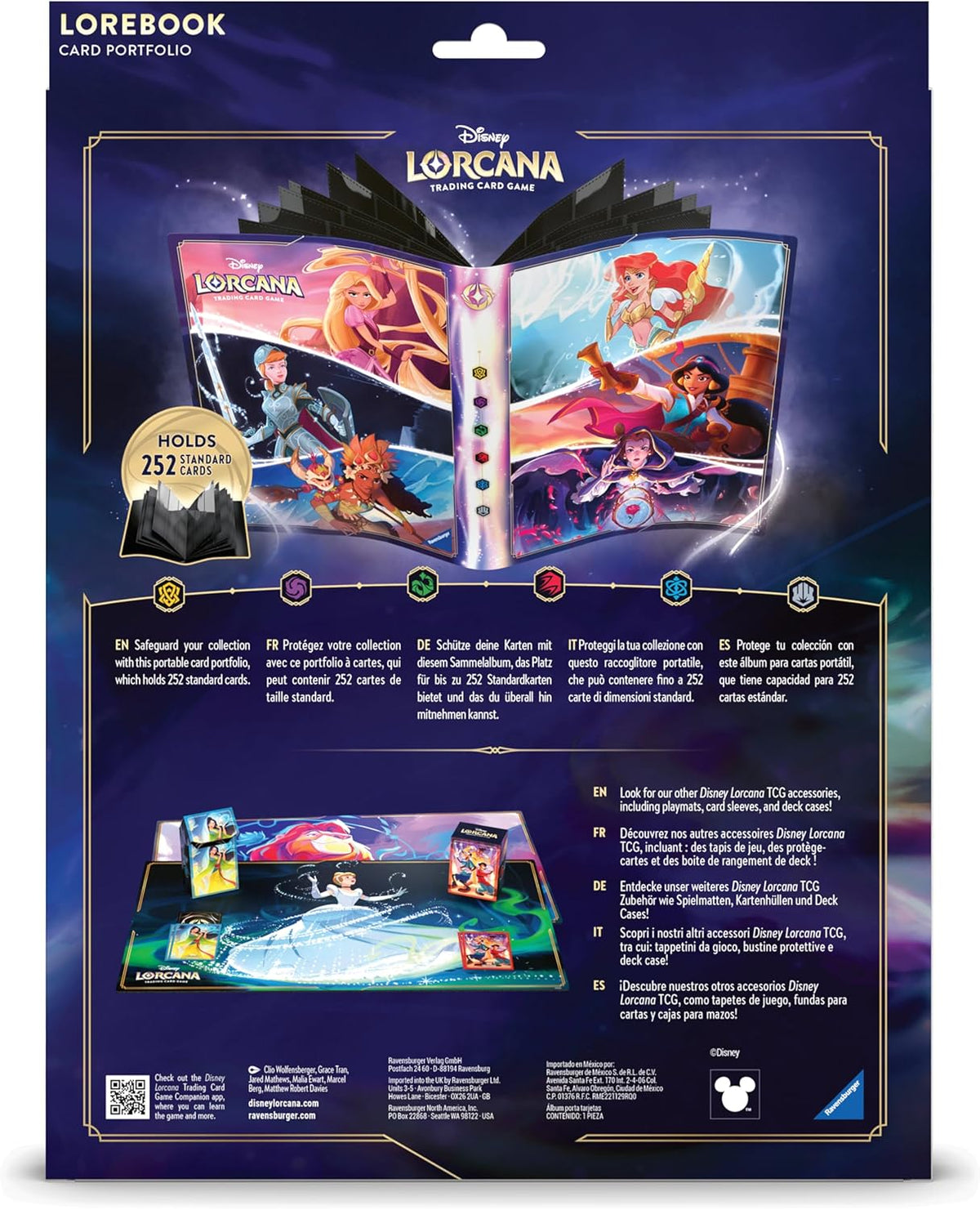 Ravensburger Disney Lorcana - Cartera de tarjetas de princesa TCG | Capacidad para hasta 252 tarjetas | Almacenamiento premium | Protección elegante | Ideal para coleccionistas y jugadores | A partir de 8 años
