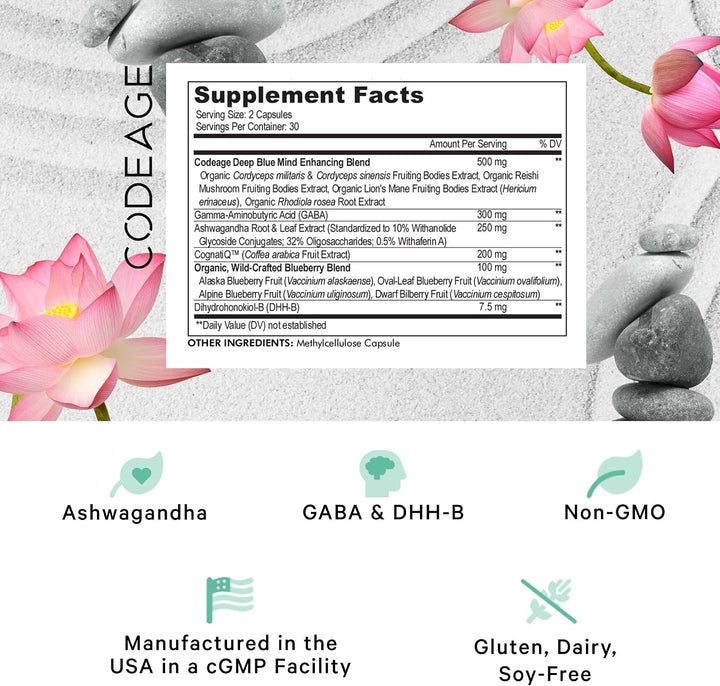 Codeage Meditate Vitaminas+ Suplemento - CognatiQ, DHH-B, GABA, Ash...