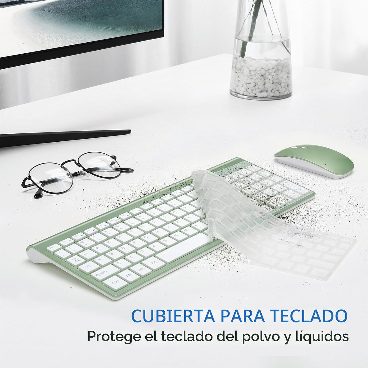TopMate - Combo de teclado y mouse inalámbricos ultradelgados, 2.4G...