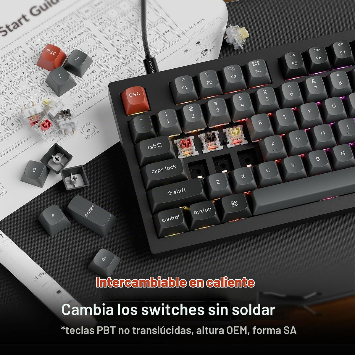 Keychron V5 8K 96% teclado mecánico con cable, frecuencia de sondeo de 8000 Hz QMK teclado programable intercambiable en caliente con Numpad y perilla, retroiluminación RGB, ergonómico para Mac