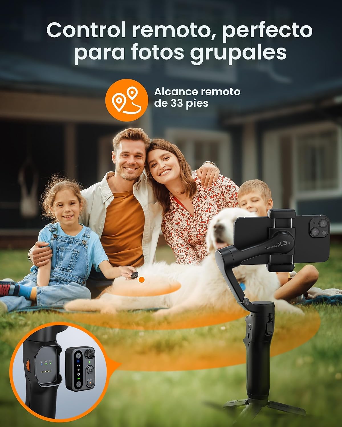Estabilizador de cardán iSteady X3 SE de hohem para iPhone, estabilizador de teléfono con control remoto desmontable, cardán plegable portátil de 3 ejes para teléfono para Android y iPhone 16 15 Pro