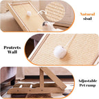 Rampa de Acariciador de Gato de Sisal con Forma de L en L - Poste de Rasguño Ajustable