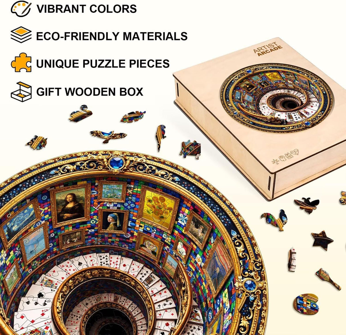 Rompecabezas de arcada de artista, regalos para adultos, para mujeres y hombres, de madera, 270 piezas, 13.4 x 13.4 pulgadas